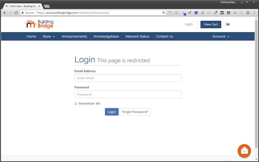 Members username and password login area to private website area