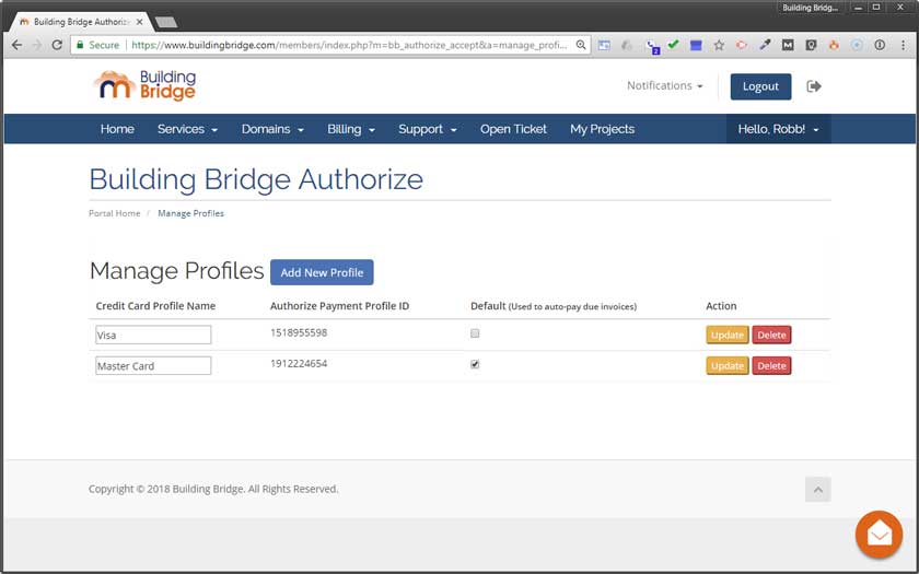 Auto pay default setting page